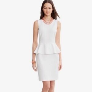 Banana Republic White Peplum Sheath Dress Size 4
